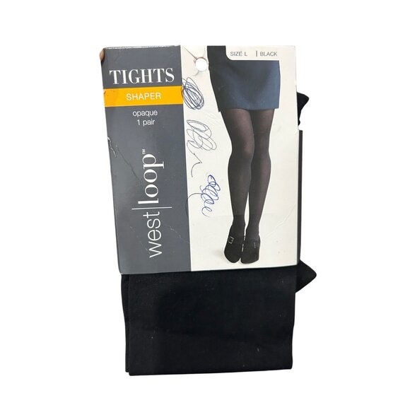 West Loop Shaper Tights Black Opaque 1Pair Sz Large Medium Coverage Slimming NWT - Picture 1 of 6